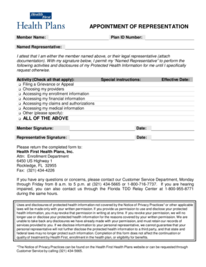 Appointment of Representation Form