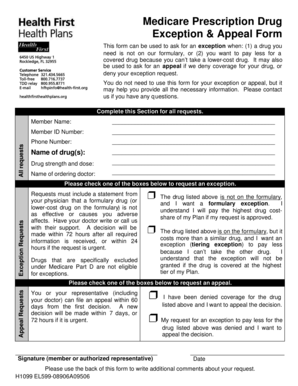 Medicare Prescription Drug Exception & Appeal Form