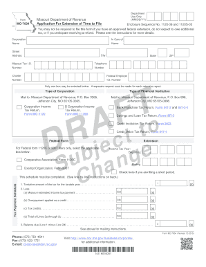 Missouri Form MO-7004 Application for Extension of Time to File
