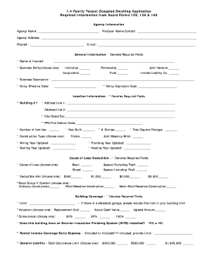 1-4 Family Tenant Occupied Dwelling Insurance Application