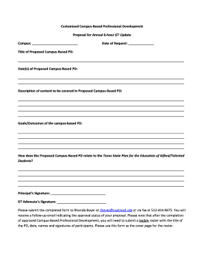 Texas GT Professional Development Plan