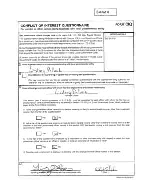 Conflict of Interest Questionnaire Form CIQ