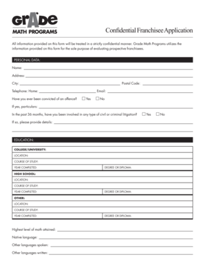 Confidential Franchisee Application
