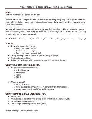 Audition Candidate Score Sheet