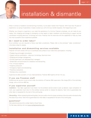 Freeman Installation and Dismantle Service Form