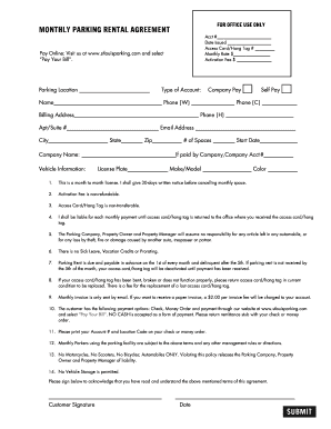 Monthly Parking Rental Agreement