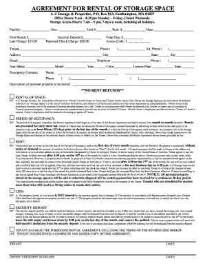 Storage Rental Agreement