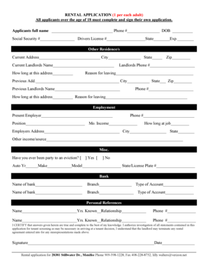 Rental Application and Agreement