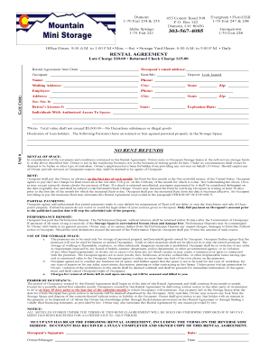 Colorado Self-Storage Rental Agreement