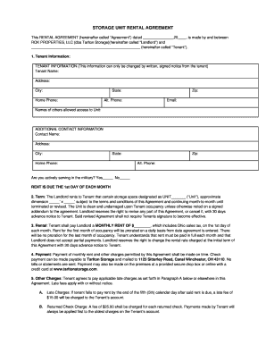 Storage Unit Rental Agreement