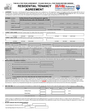 Fillable Online Customized Online Rental Agreement For ReMax Kelowna ...