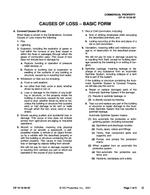 Fillable Online CAUSES OF LOSS - BASIC FORM - Midwest Security ...