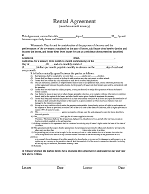 California Month-to-Month Rental Agreement