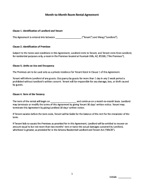 Month-to-Month Room Rental Agreement