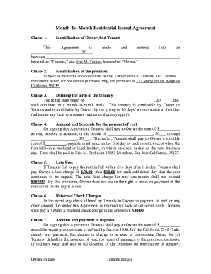 Month-To-Month Residential Rental Agreement