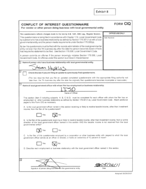 Conflict of Interest Questionnaire Form CIQ