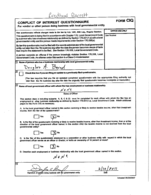 Conflict of Interest Questionnaire Form CIQ