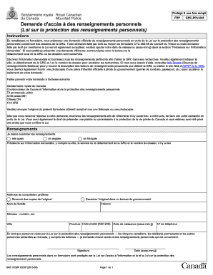 Demande d'accès à des renseignements personnels