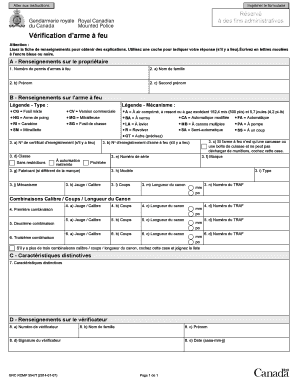 Vérification d'arme à feu - Fiche de renseignements