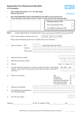Application For Retirement Benefits