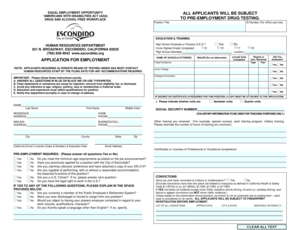 City of Escondido Employment Application Form