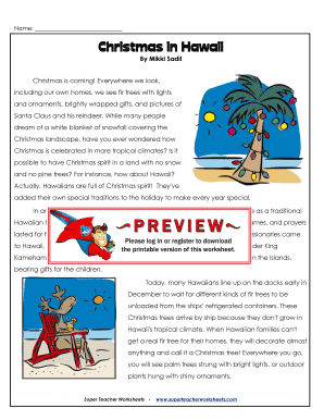 Christmas in Hawaii Worksheet