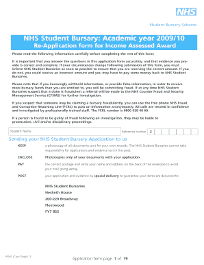 NHS Student Bursary Re-Application Form