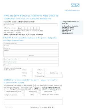 NHS Student Bursary Application Form
