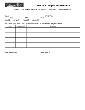 Noncredit Subject Request Form