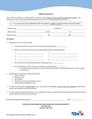 HEDIS Fax Back Form