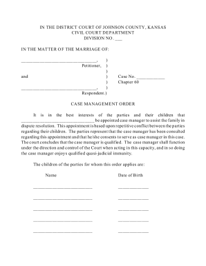Kansas Case Management Order