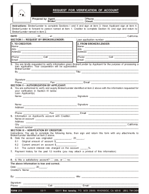 Request for Verification of Account