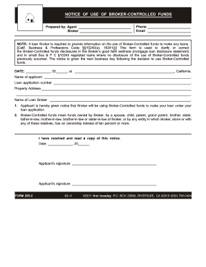 Notice of Use of Broker-Controlled Funds