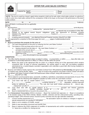 California Land Sales Contract Offer