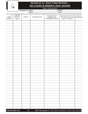 Record of All Trust Funds Received
