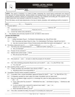 Expired Listing Report Form