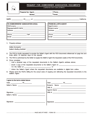 California HOA Document Request Form 135