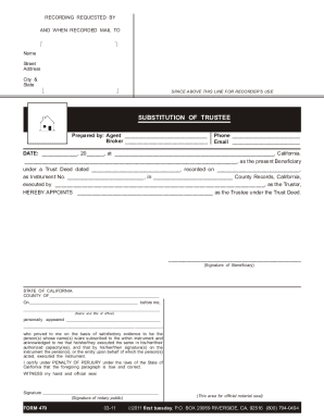 California Substitution of Trustee Form