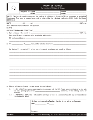 Proof of Service for Notice of Default