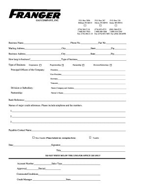 Business Credit Application Form