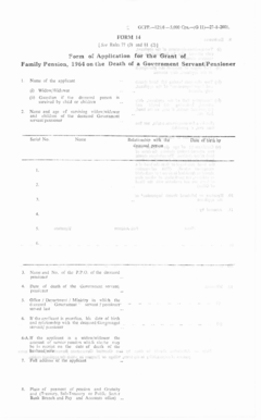 Family Pension Application Form