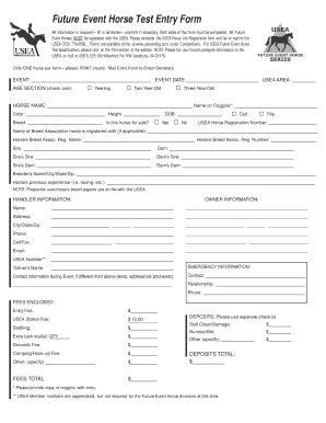 USEA Future Event Horse Test Entry Form