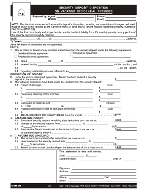 Security Deposit Disposition Form