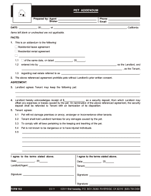 Pet Addendum to Residential Lease Agreement