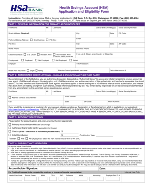 Health Savings Account Application and Eligibility Form