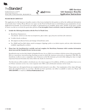 Standard Insurance Life Benefits Claim Form