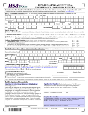 Health Savings Account Transfer/Rollover Request Form