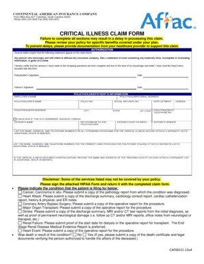 Critical Illness Claim Form