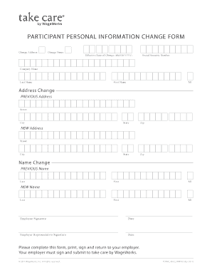 Participant Personal Information Change Form