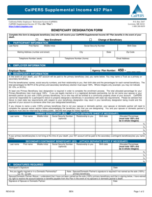 CalPERS Supplemental Income 457 Plan Beneficiary Designation Form